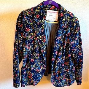 Anthropology Floral Corduroy Blazer